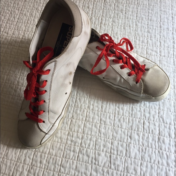 Golden Goose superstar white leather distressed sneaker w/suede toe - Picture 7 of 16